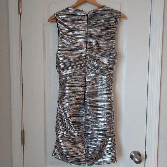 Gabrielle Union for NY&Co Silver Metalic Ilussion Dress Size Meduim NWT - Picture 2 of 10